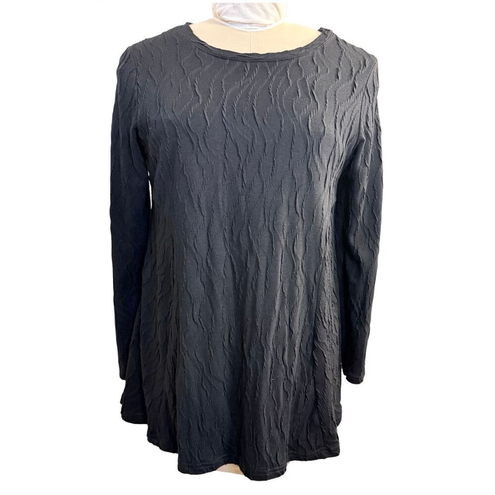 Pleats Collection Vintage Black Tunic Pleated Design Medium Lagenlook